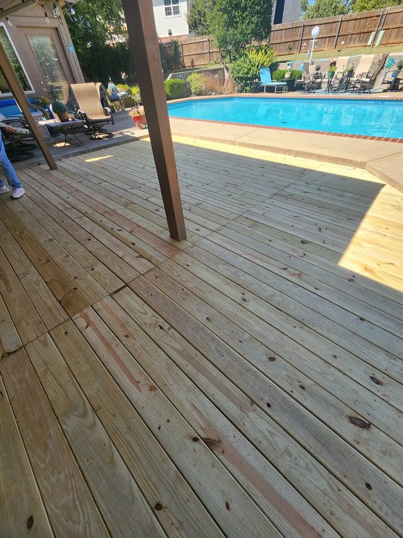 Pool deck, finished boards