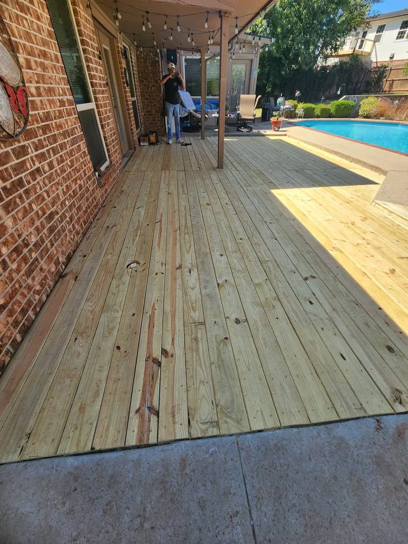 New pool deck — pressure-treated lumber