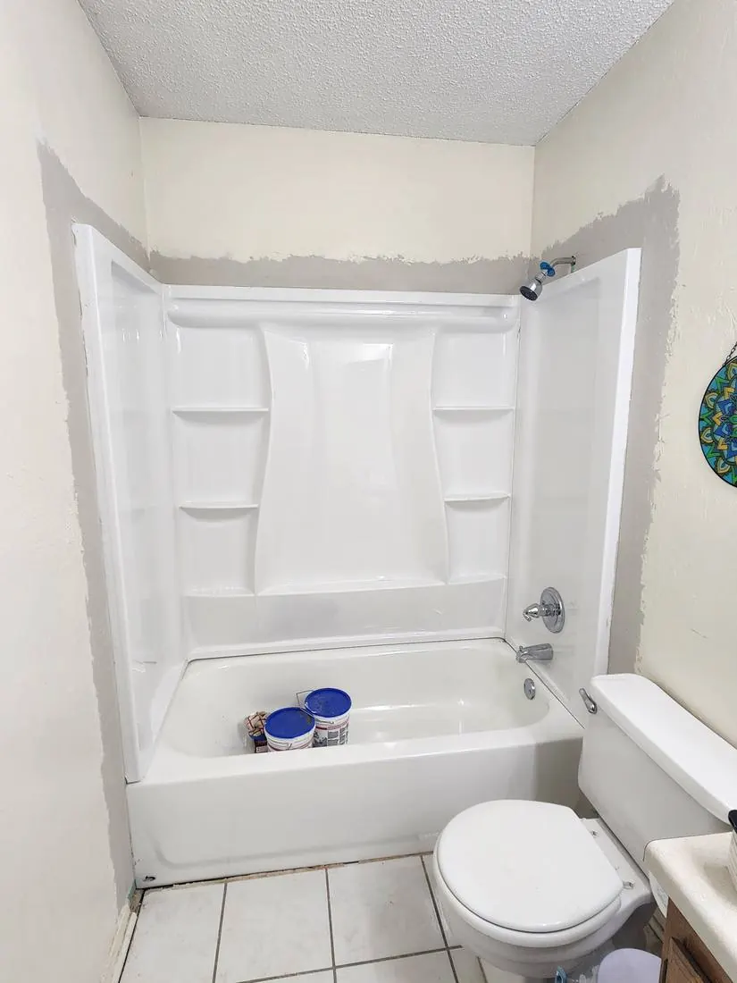 Tub & shower surround, install in progress
