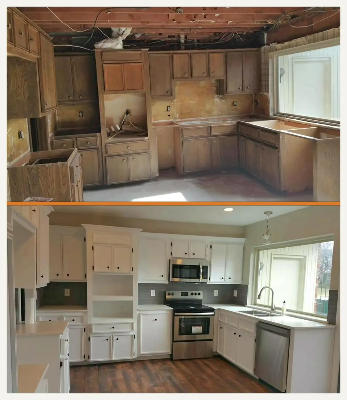 Kitchen refresh — cabinet repaint, counters & backsplash